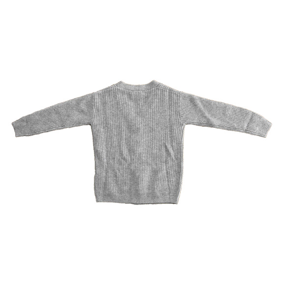 A5 NEW QUINCE Heather Grey Washable Cashmere Girls Fisherman Cardigan Size 6 - Picture 3 of 5